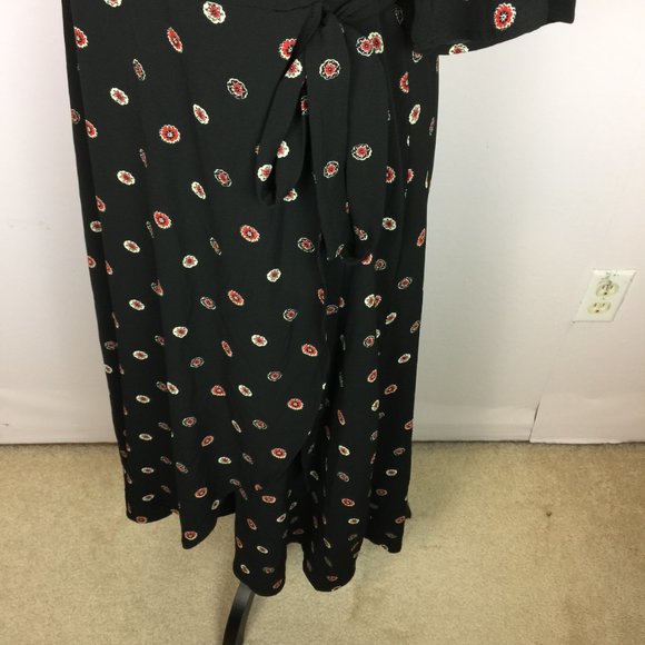 Studio B by Bobeau Hi-Low Maxi Wrap Dress Sz L Womans Black Floral Short Sleeve - Picture 14 of 16